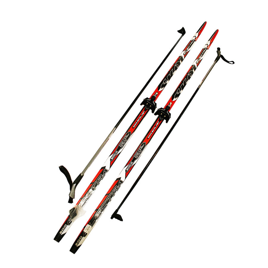 фото Лыжный комплект (лыжи + палки + крепления) 75 мм 200 skol electra red