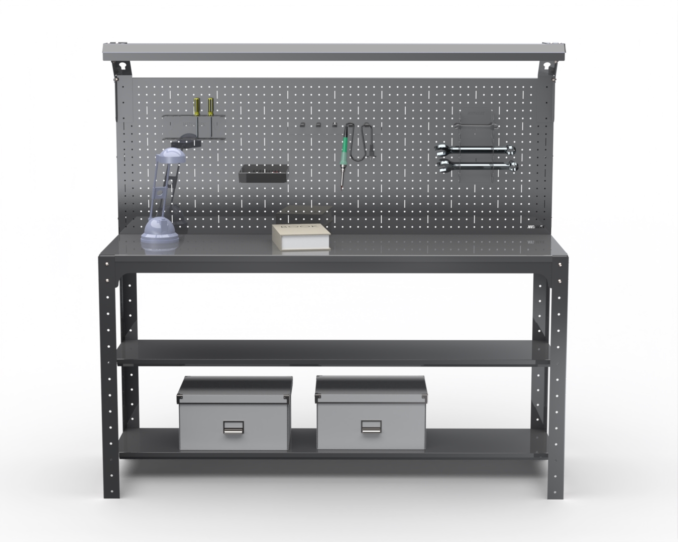 

Стол металлический Metalex 201452 KIT 750х1100х400 2 полки + перфопанель с освещением