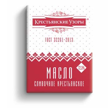 фото Сладкосливочное масло крестьянские узоры крестьянское 72,5% бзмж 180 г