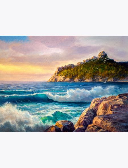 

Алмазная мозаика без подрамника Морской закат, 130x100 см, 49 цветов, 61317, РА-173