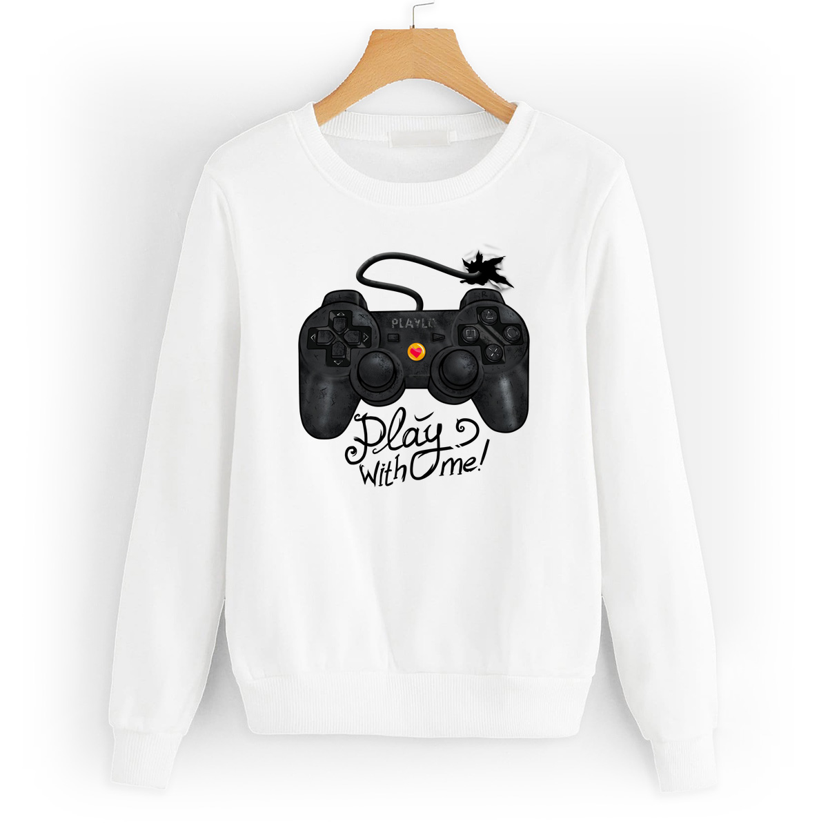 

Свитшот белый CoolPodarok Прикол. Джойстик Play with me!, W0151578