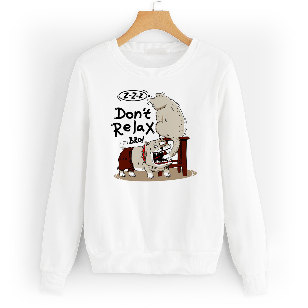 

Свитшот белый CoolPodarok Прикол. Собака dont relax, W0151343