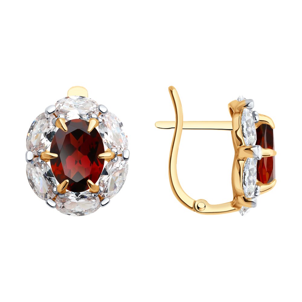 

Серьги из красного золота Diamant 51-320-02291-2, фианит/гранат, 51-320-02291-2