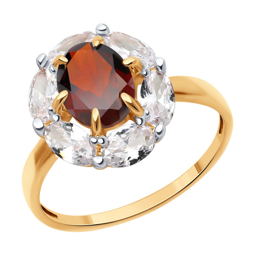 

Кольцо из золота р. , Diamant 51-310-02291-2, фианит\гранат, 51-310-02291-2