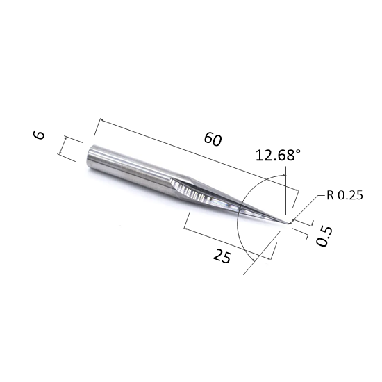 Фреза прямая двухзаходная конусная сферическая DJTOL N2ZXJQ6250560 для станка ЧПУ