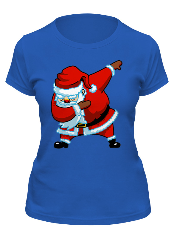 

Футболка женская Printio Dabbing santa синяя M, Синий, Dabbing santa