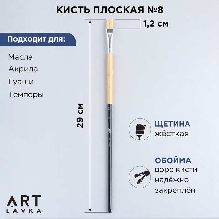 Кисть Artlavka для рисования щетина плоская 8 325₽