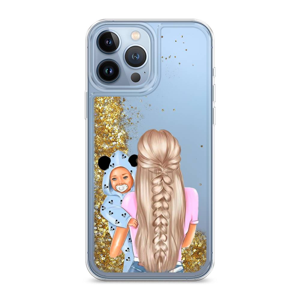 

Жидкий чехол с блестками "Молодая мама" на Apple iPhone 13 Pro Max, 14490-1