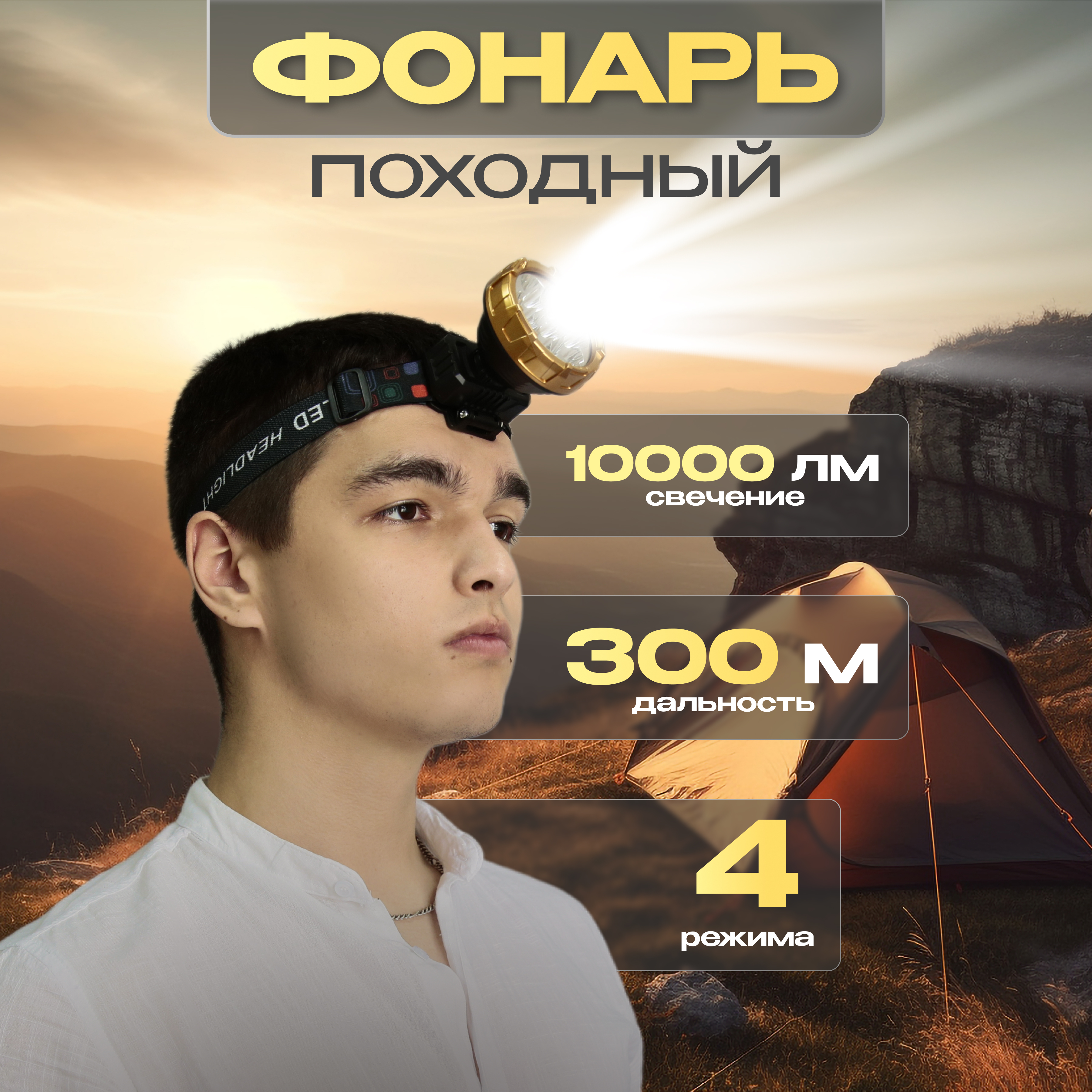 

Фонарь туристический налобный Турист Мастер 208-7 черный, Золотистый;черный, 208-7