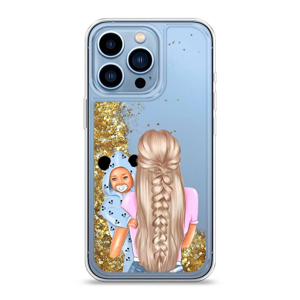 

Жидкий чехол с блестками "Молодая мама" на Apple iPhone 13 Pro, 14390-1