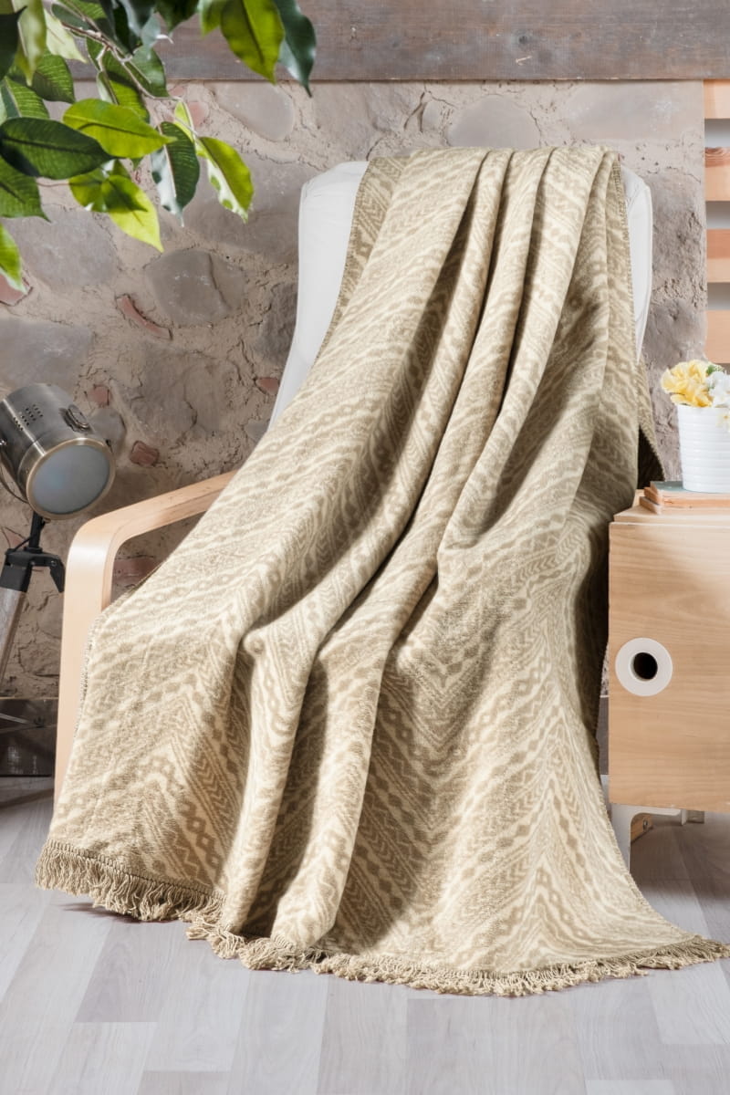 фото Плед arya хлопок 200x220 orge бежевый arya home