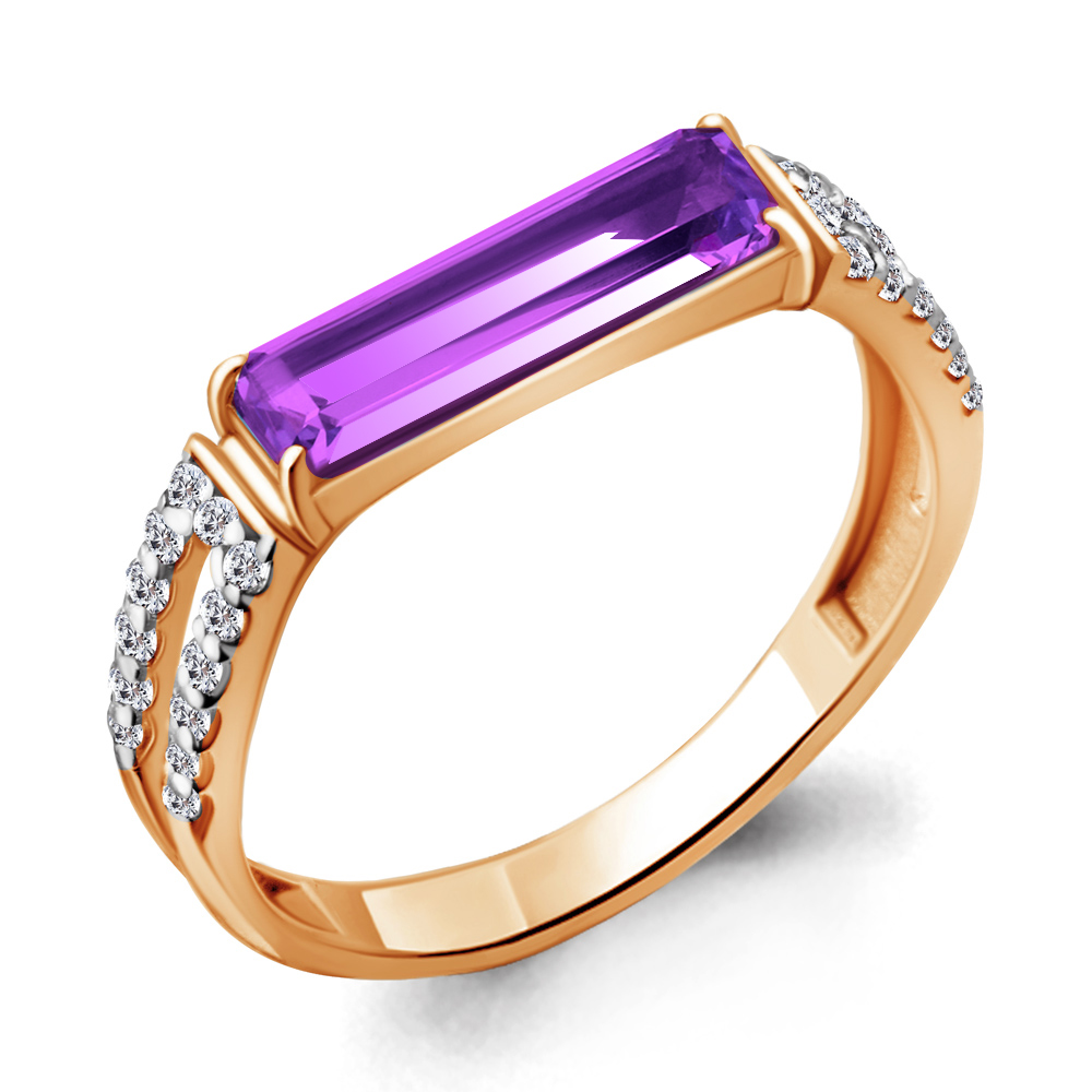 

Кольцо из серебра с аметистом р. 17,5 Aquamarine 6930084А_925_з, 6930084А_925_з