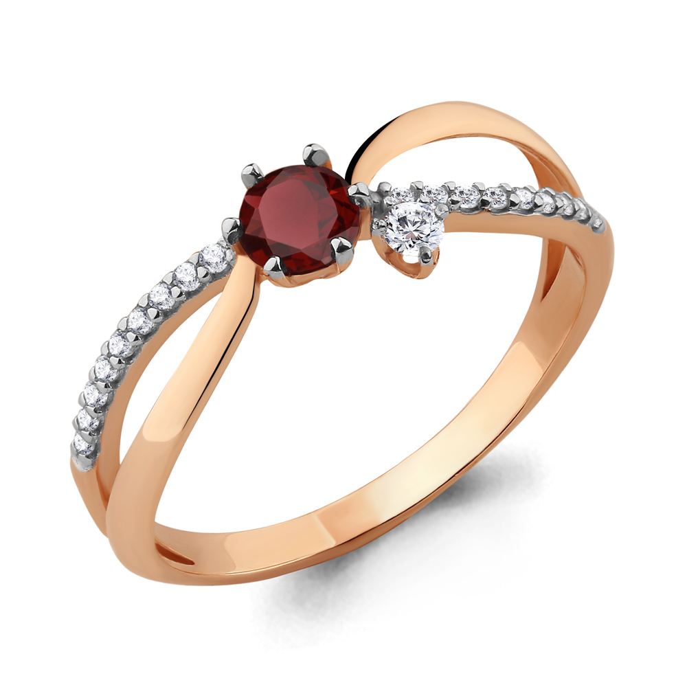 

Кольцо из серебра с гранатом р. 17,5 Aquamarine 6929403А_925_з, 6929403А_925_з