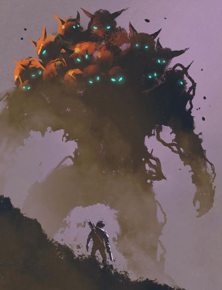 

Алмазная мозаика без подрамника Охотник на монстров, 40x30 см, 61229, РА-167