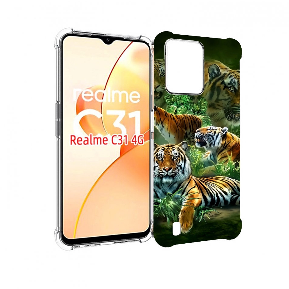 

Чехол MyPads Тигры для OPPO Realme C31, Прозрачный, Tocco