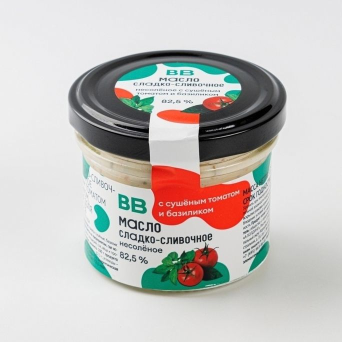 

Сладкосливочное масло несоленое ВкусВилл с сушенным томатом и базиликом 82,5% 125 г