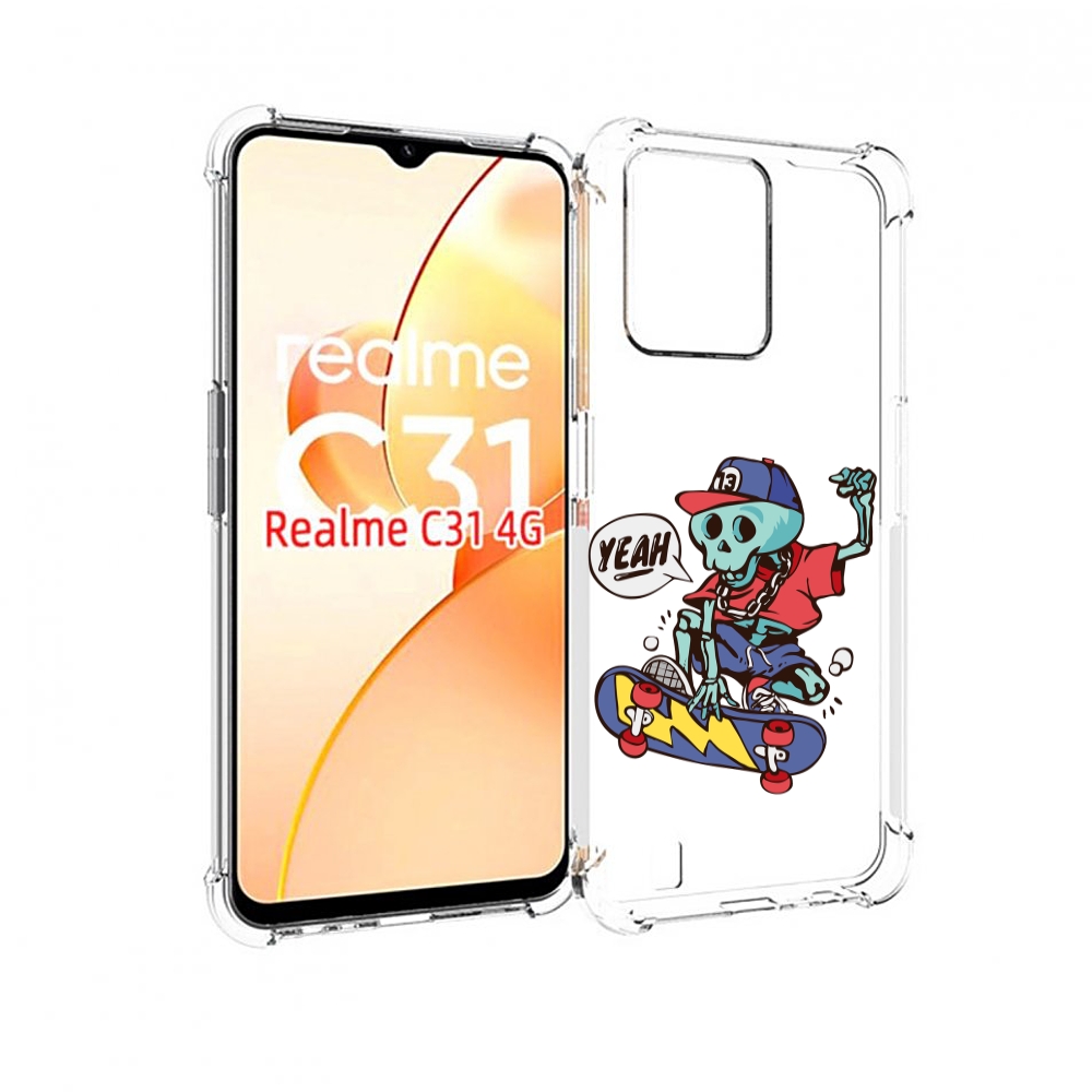 

Чехол MyPads Скелет-на-скейте для OPPO Realme C31, Прозрачный, Tocco