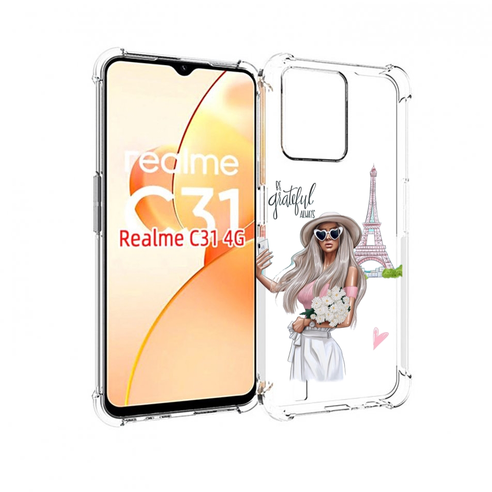 

Чехол MyPads Селфи-в-Париже женский для OPPO Realme C31, Прозрачный, Tocco