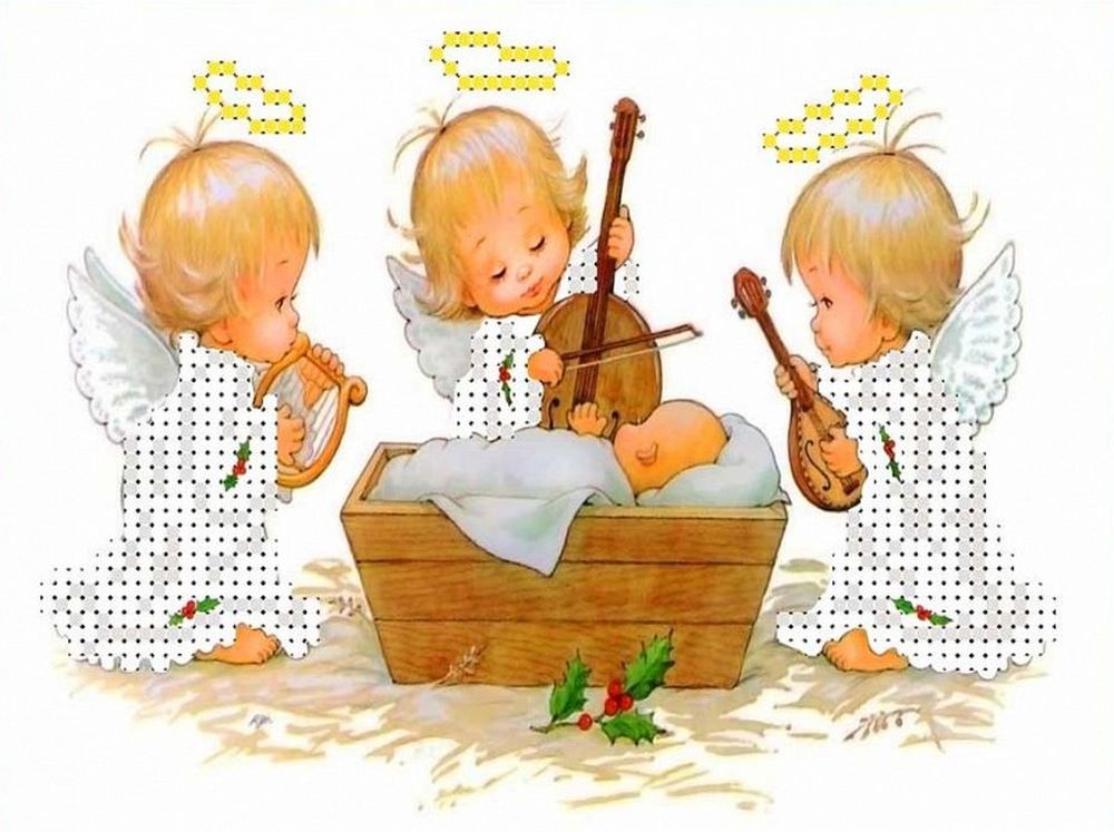

Рисунок на ткани «Три ангелочка у колыбели»
