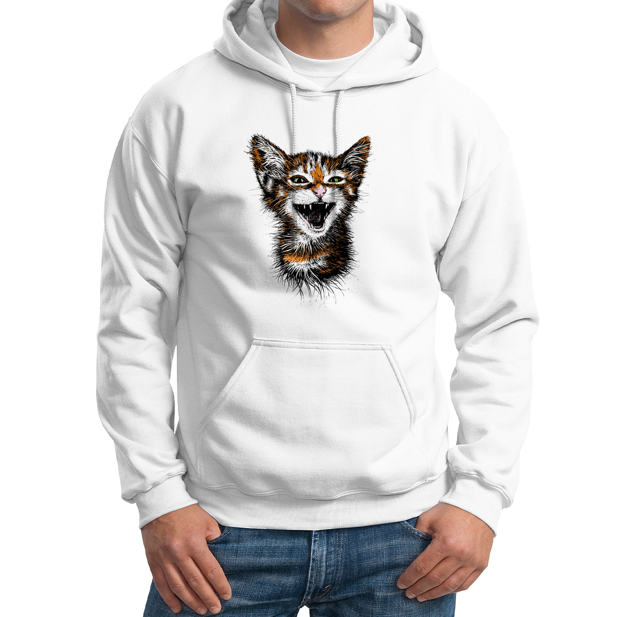 

Худи унисекс CoolPodarok Котенок белое 52 RU, 52M02588
