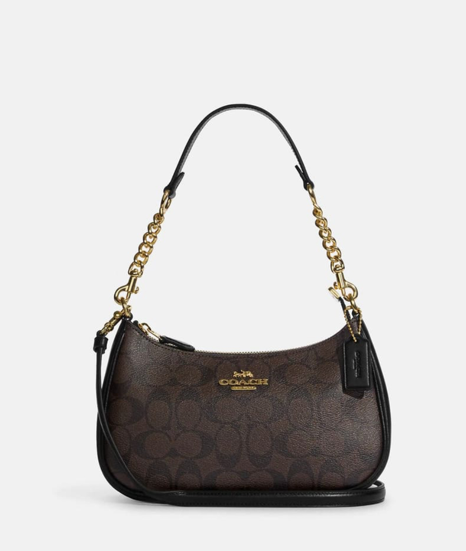 Сумка кросс-боди женская Coach Teri Shoulder коричневая 16200₽