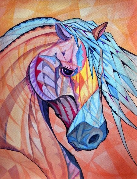 

Алмазная мозаика без подрамника Конь Абстракция, 50x40 см, 54096, РА-026
