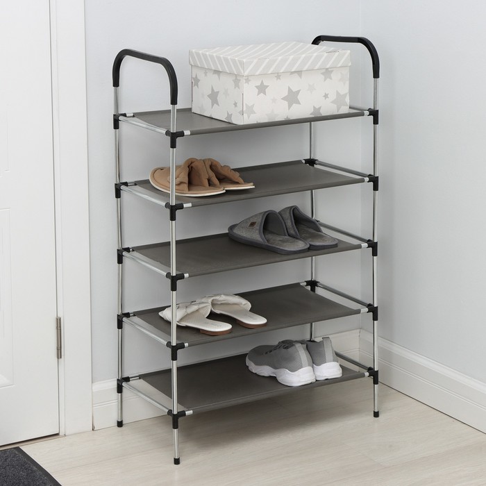 

Этажерка для обуви универсальная, 5 полок, 59x30x100 см, цвет черный