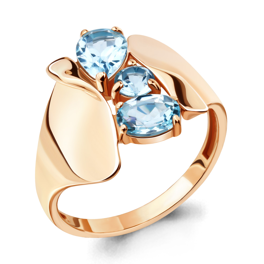 

Кольцо из красного золота с топазом р. 19 Aquamarine 6927202_585_кз, 6927202_585_кз