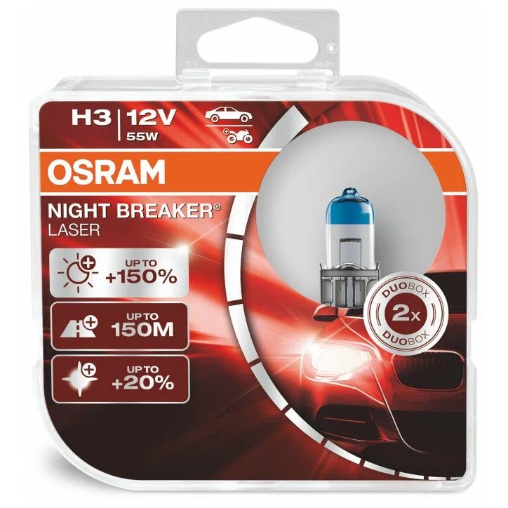 

Лампа Osram NIGHT BREAKER LASER (+150%) H3 (55W 12V PK22s) 1шт.