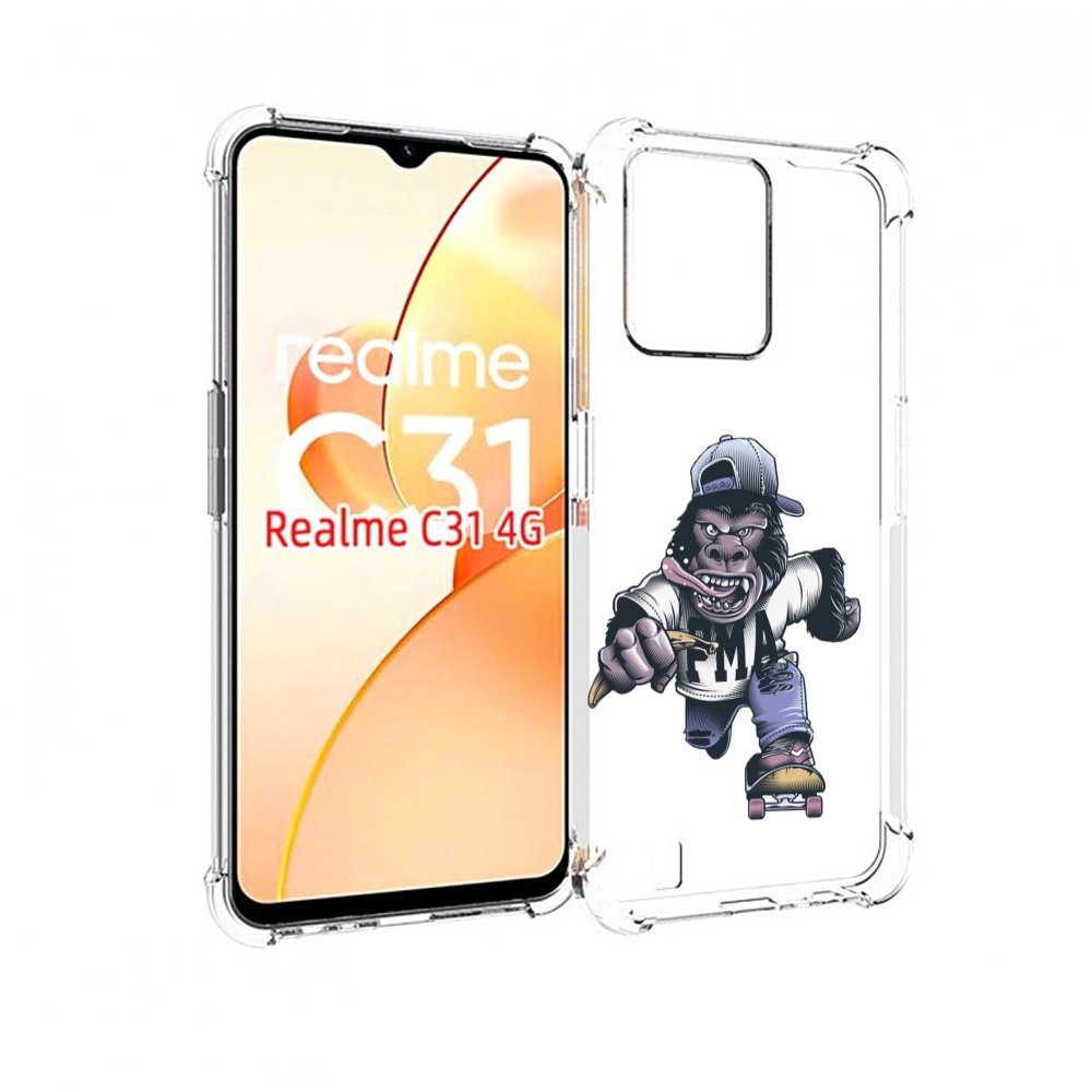 

Чехол MyPads Обезьяна на скейте для OPPO Realme C31, Прозрачный, Tocco