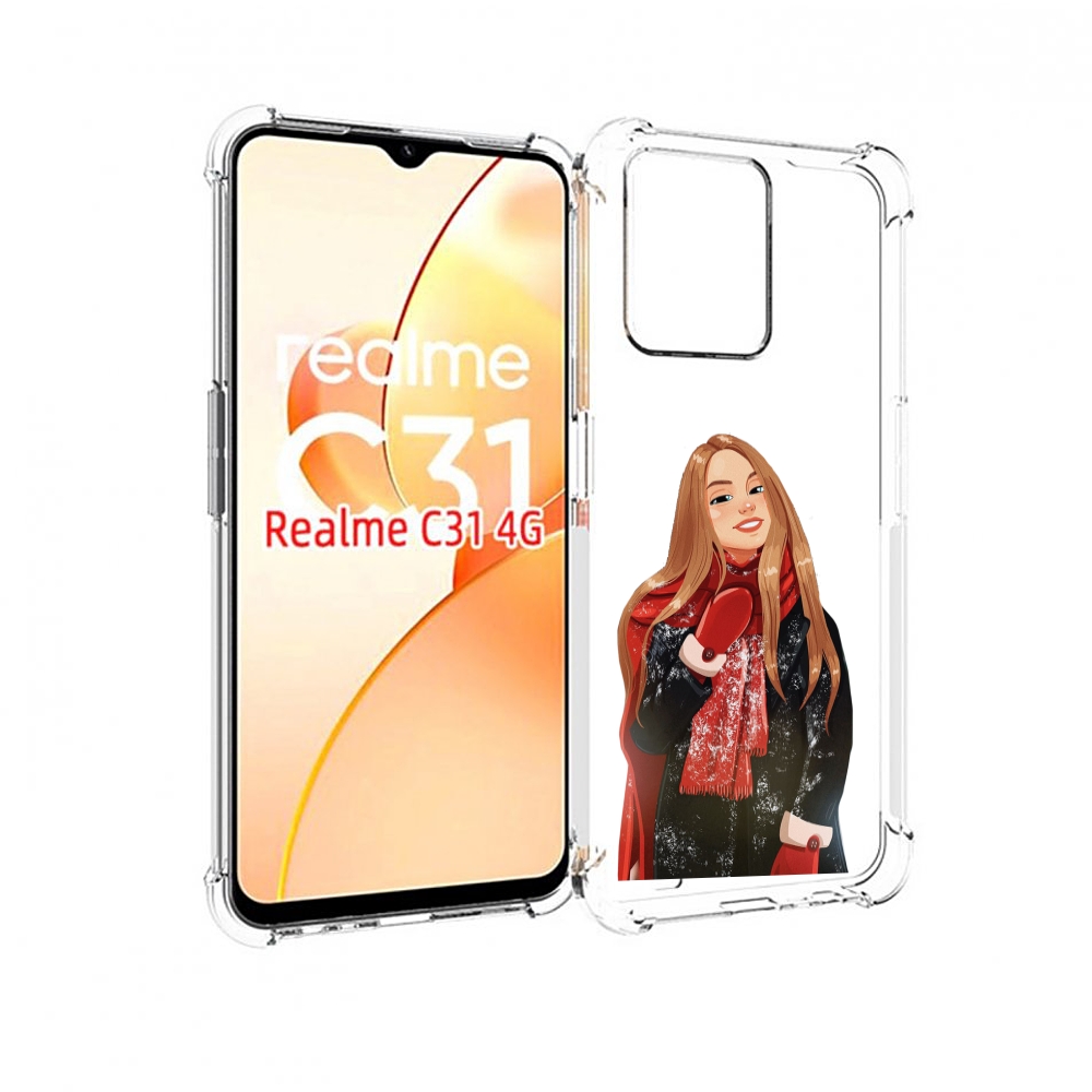 

Чехол MyPads Новогодний-зимний-арт женский для OPPO Realme C31, Прозрачный, Tocco