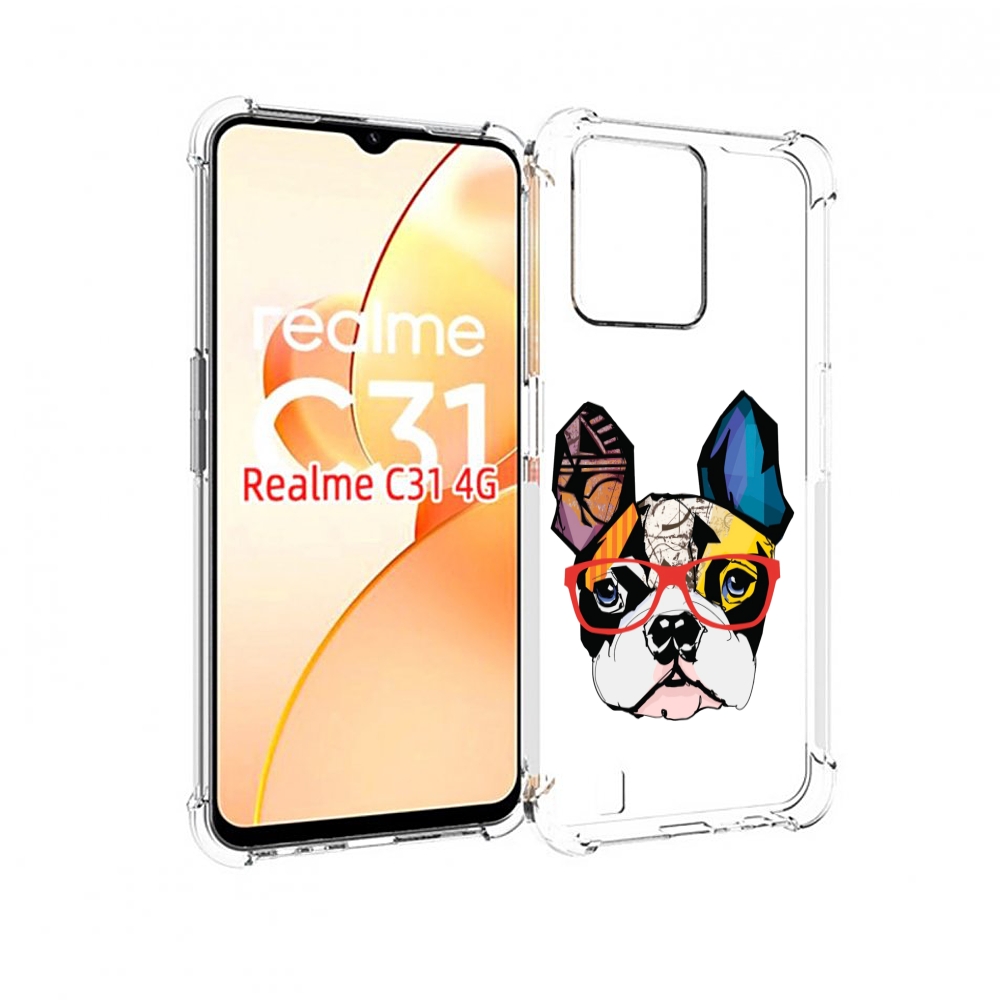 

Чехол MyPads Мопс-в-очках для OPPO Realme C31, Прозрачный, Tocco