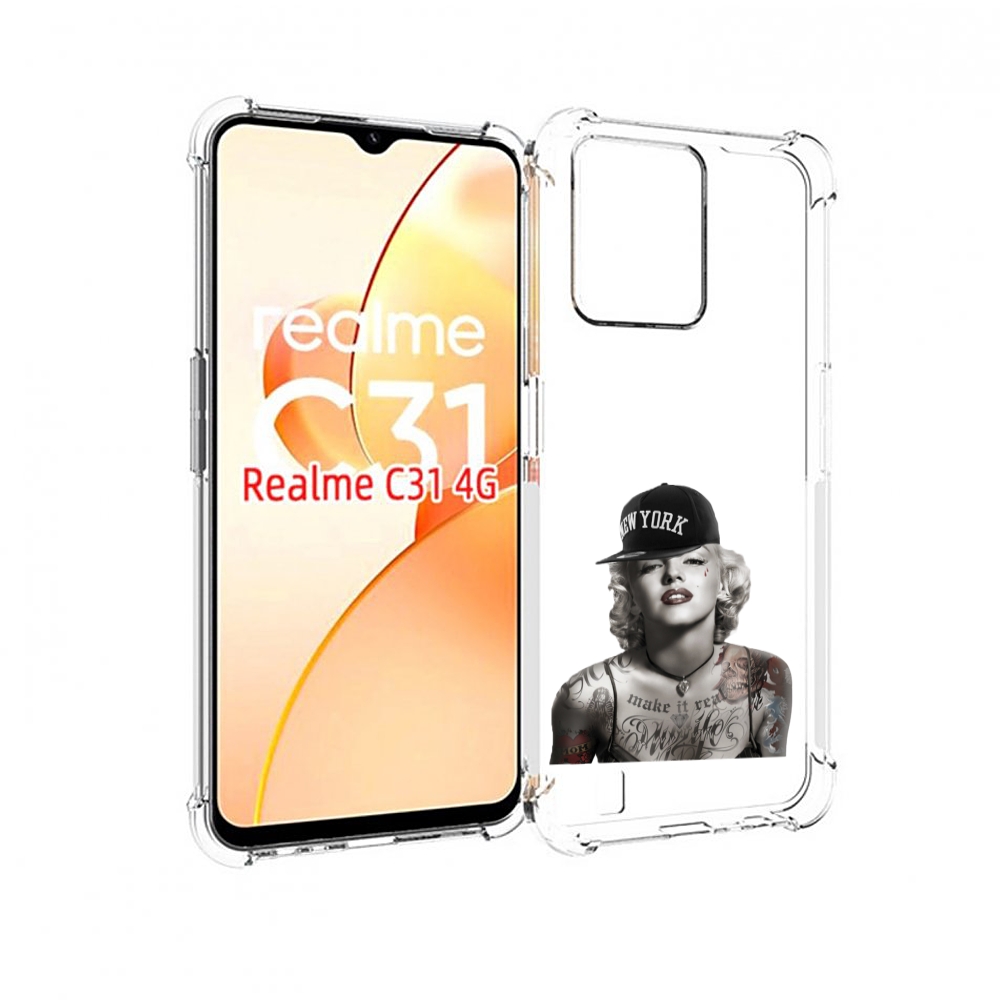

Чехол MyPads Мерлин Монро с тату женский для OPPO Realme C31, Прозрачный, Tocco