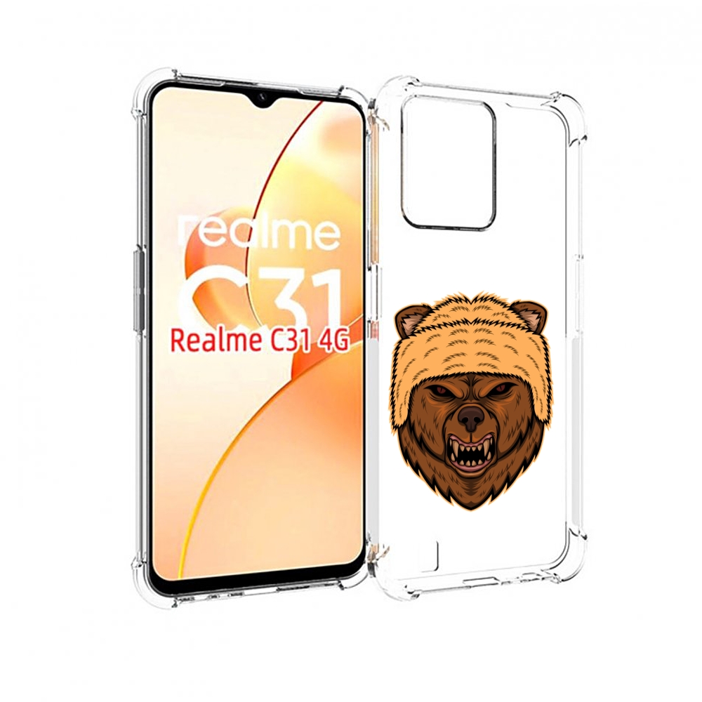 

Чехол MyPads Медведь-в-шапке для OPPO Realme C31, Прозрачный, Tocco