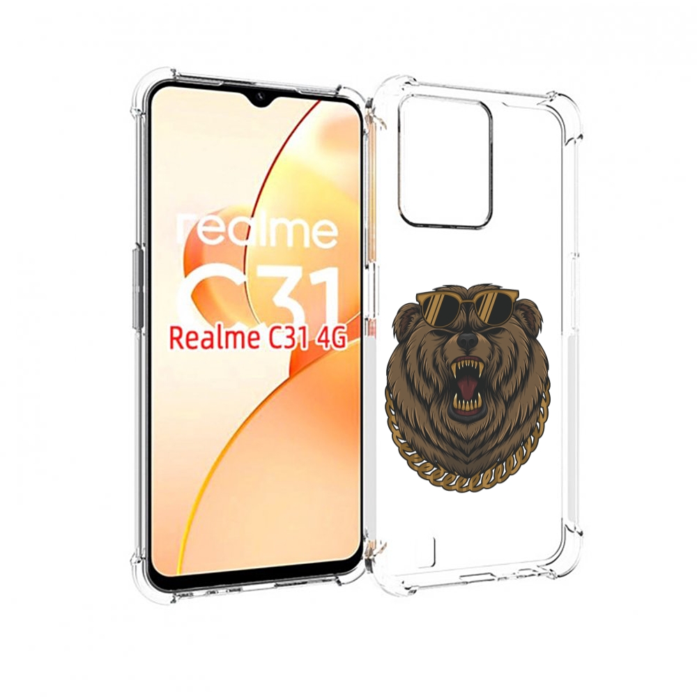 

Чехол MyPads Медведь-в-очках-2 для OPPO Realme C31, Прозрачный, Tocco