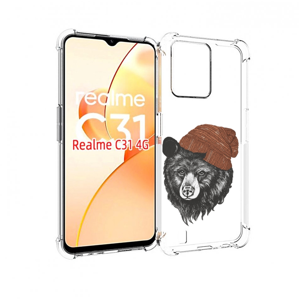 

Чехол MyPads Медведь в шапке 2 для OPPO Realme C31, Прозрачный, Tocco