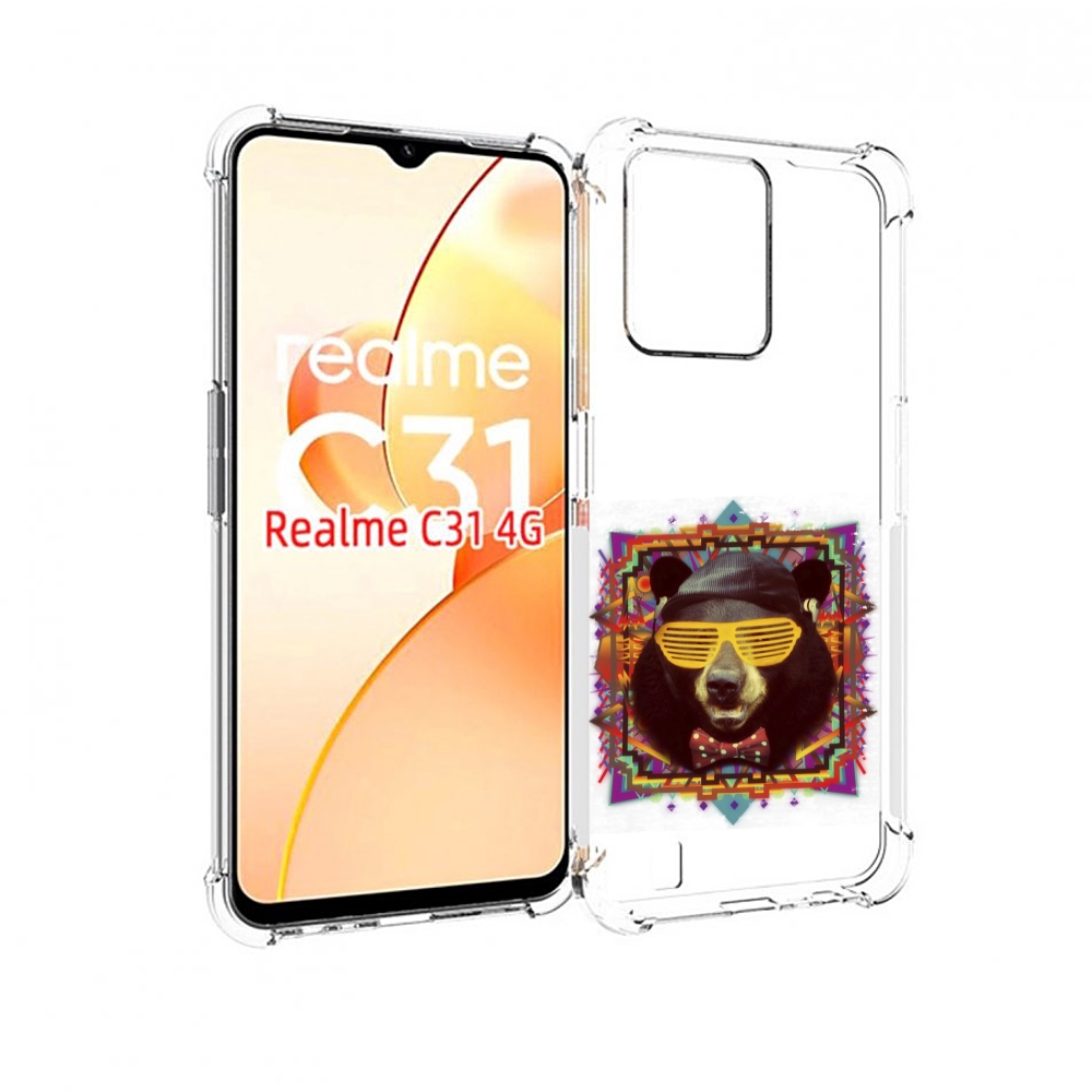 

Чехол MyPads Медведь в очках для OPPO Realme C31, Прозрачный, Tocco