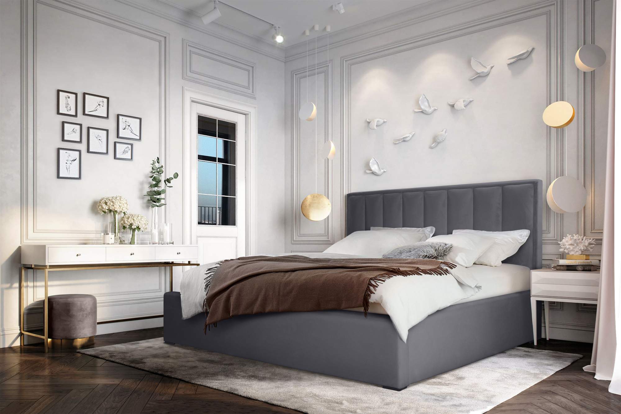

Кровать Берёзка Герда 2 1,6 м Velutto 32, Серый, Герда 2