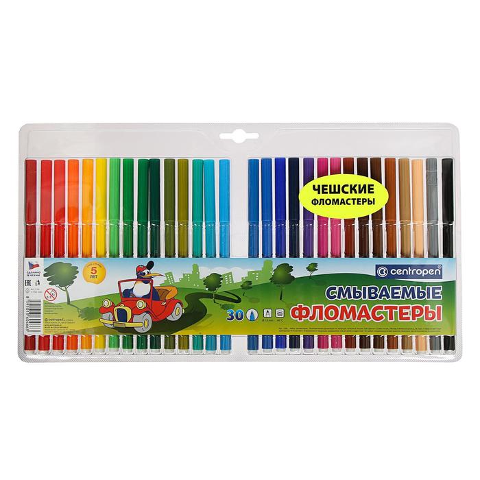 

Фломастеры Centropen Washable, 30 цветов, Разноцветный, Washable