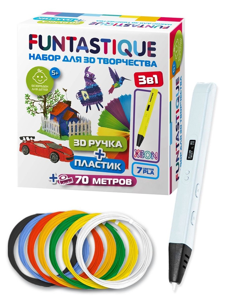 3D ручка Funtastique Xeon + PLA-пластик 7 цветов RP800A WH-PLA-7 процессор intel xeon gold 6354 cd8068904571601 s rkh7 oem