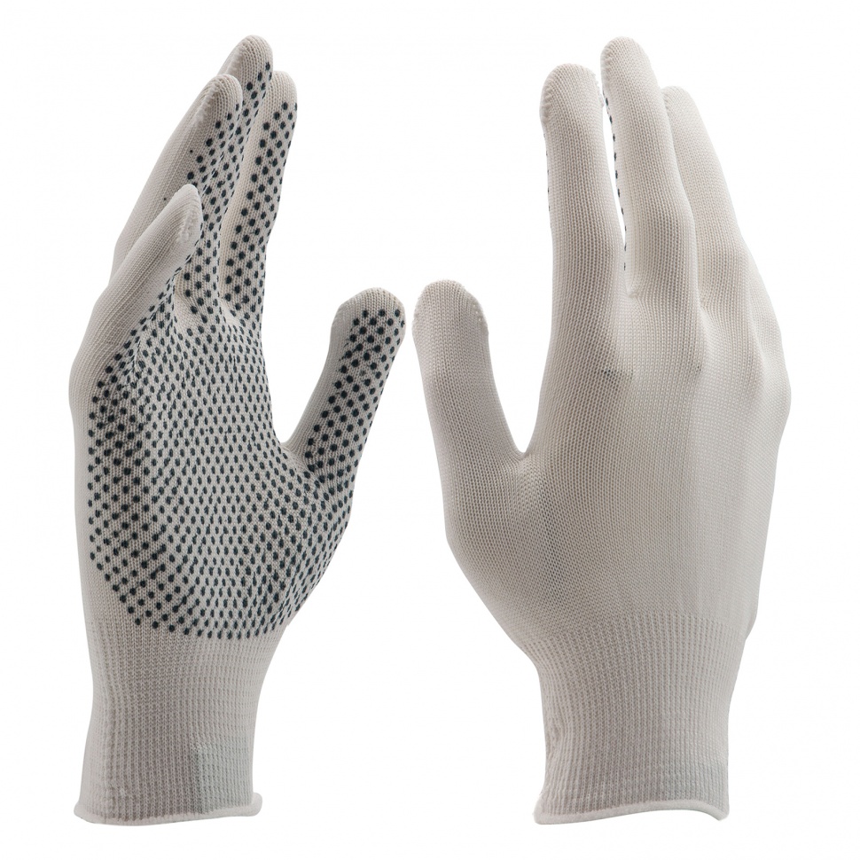 Перчатки из синтетической нити, ПВХ точка, 13 класс, белые, L, Россия, 67825 перчатки для защиты от механических рисков tegera