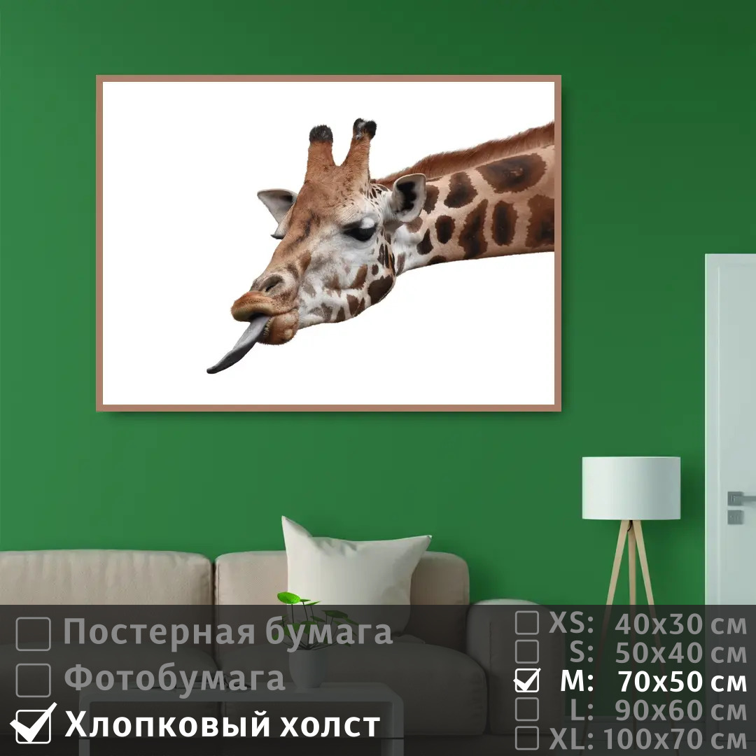 

Постер на холсте ПолиЦентр Забавный жираф 70х50 см, ЗабавныйЖираф