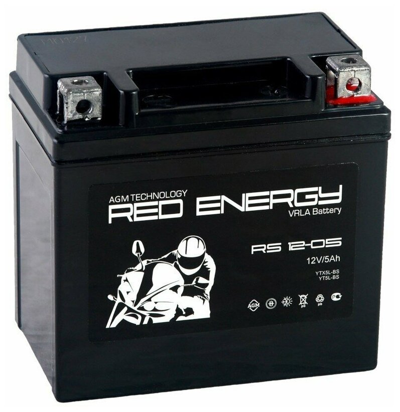 

Мото, Скутер 12В 5 А.ч. Red Energy RS1205 (YTX5LBS) (114x70x106) (залитый) AGM Аккумулятор