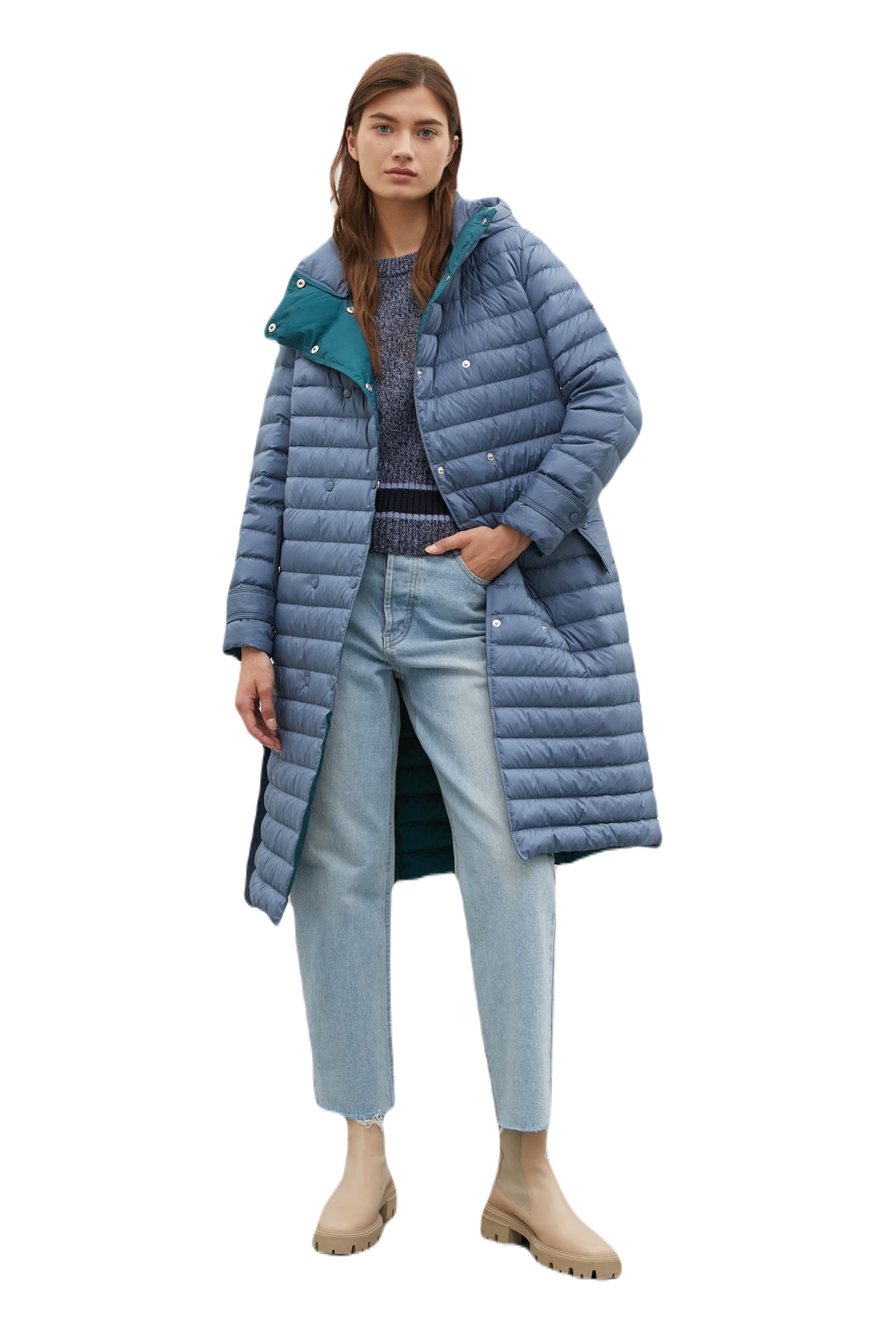 

Пуховик-пальто женский Finn Flare FAC110100 синий 2XL, FAC110100