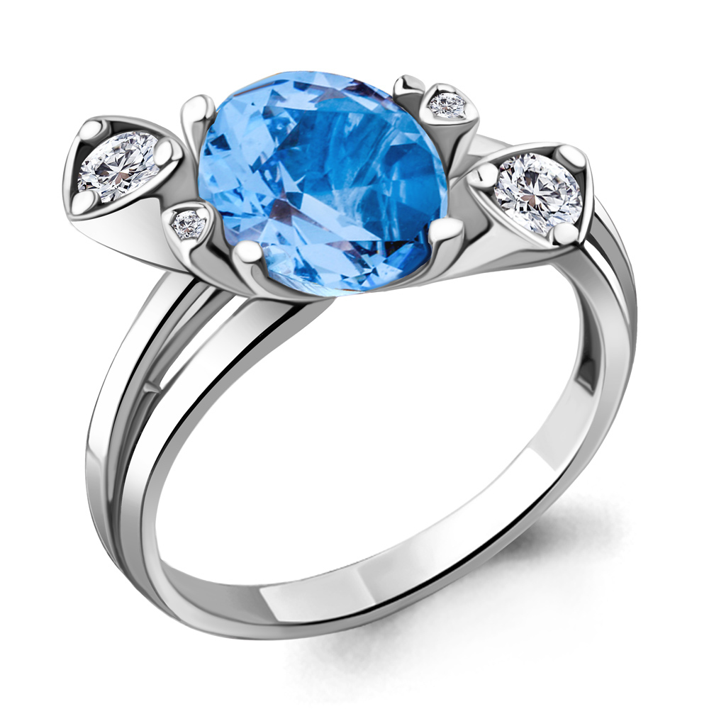 

Кольцо из серебра с топазом р. , Aquamarine 6925092А_925_р, 6925092А_925_р