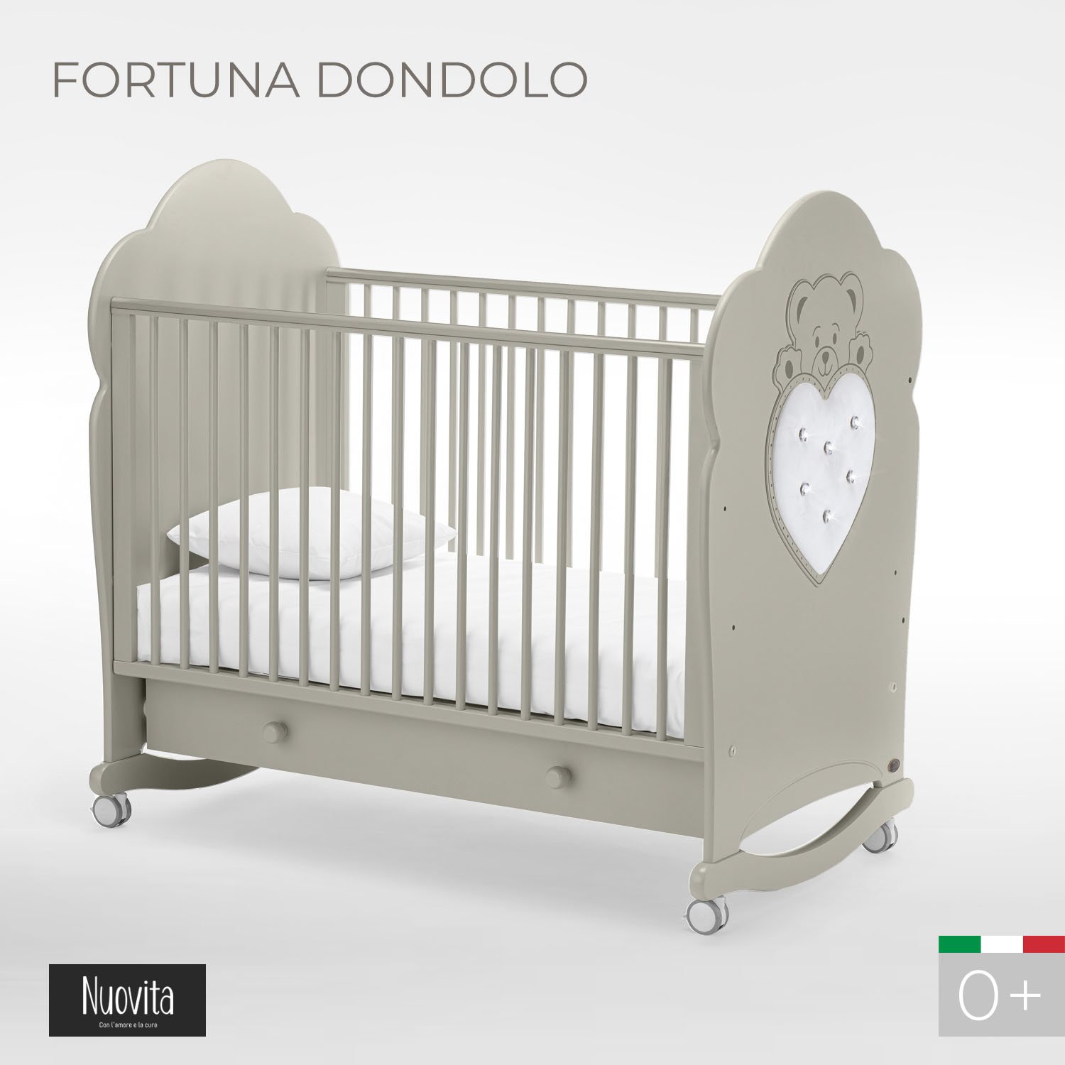 

Детская кровать Nuovita Fortuna dondolo (Monsone/Муссон), Серый, Fortuna dondolo