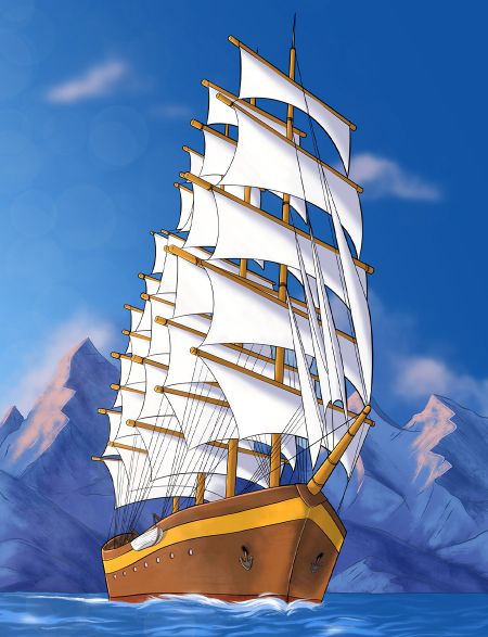 

Алмазная мозаика без подрамника Корабль с парусами, 90x70 см, 58771, РА-135