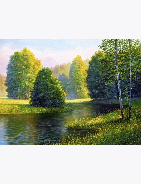 

Алмазная мозаика на подрамнике Лесная река, 70x50 см, 30 цветов, 58492, ПРА-118