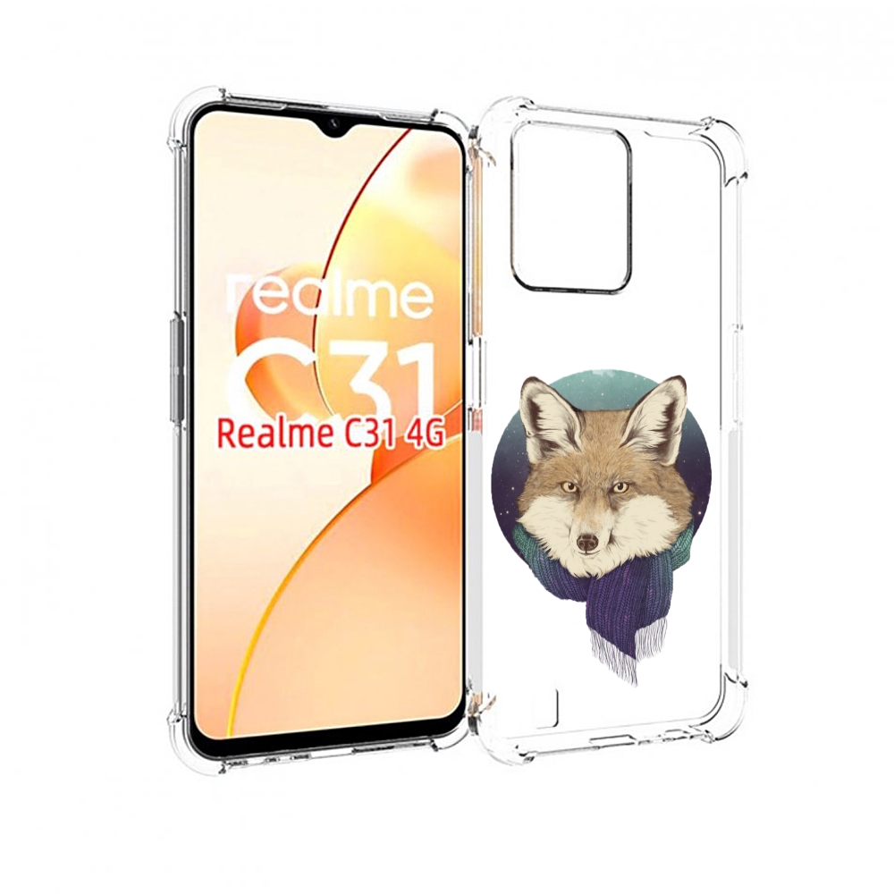 Чехол MyPads Лиса с шарфом для OPPO Realme C31