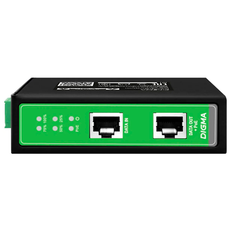 

Инжектор PoE Digma DNP30W48GDXM 10/100/1000BASE-T 30Вт 37-57ВDC, Инжектор PoE Digma DNP30W48GDXM 10/100/1000BASE-T 30Вт 37-57В(DC)